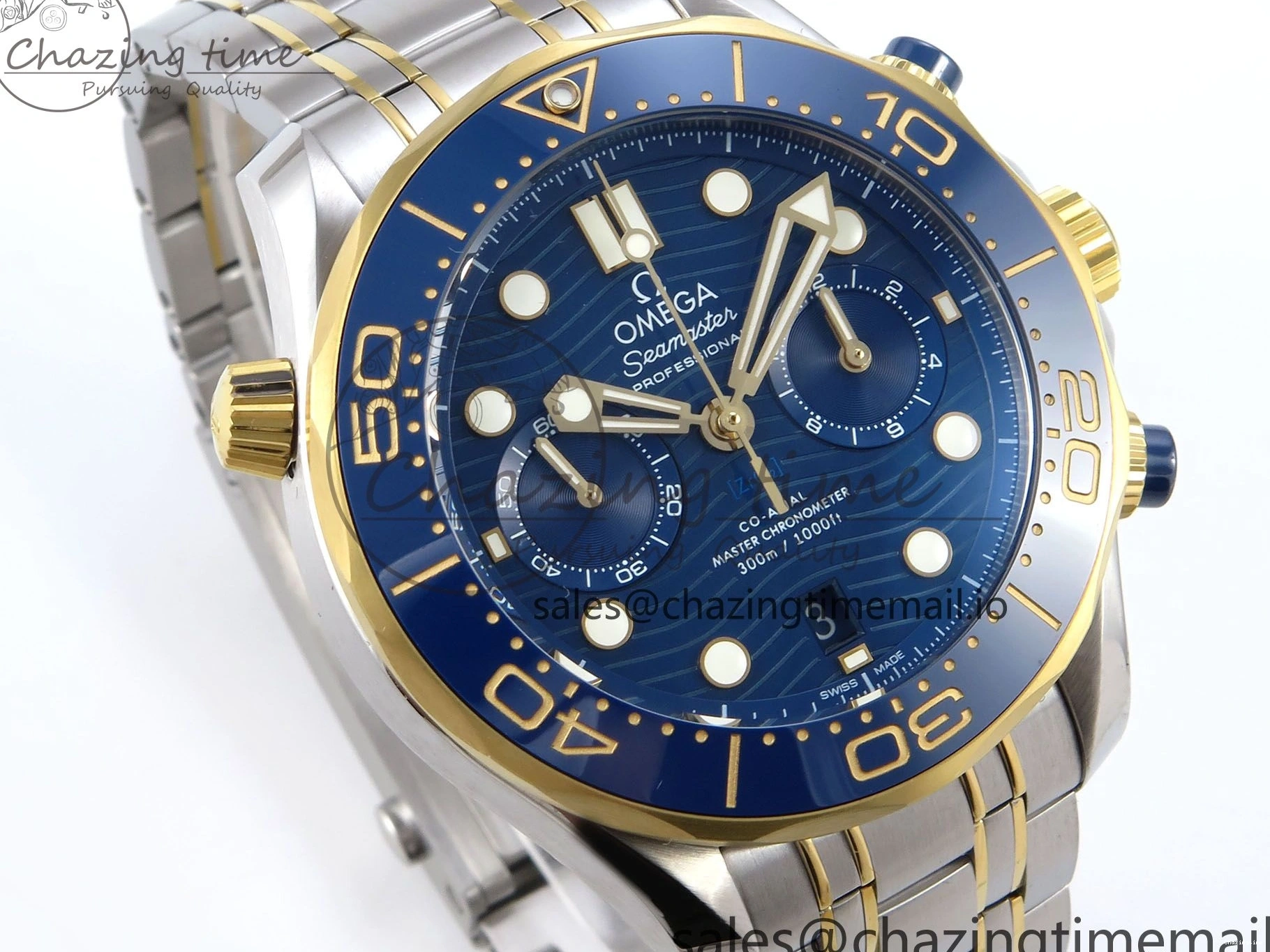 0306 Seamaster 300m Chrono SS YG OMF 1:1 Best Edition Blue Dial on SS YG Bracelet A Seasonal 7691